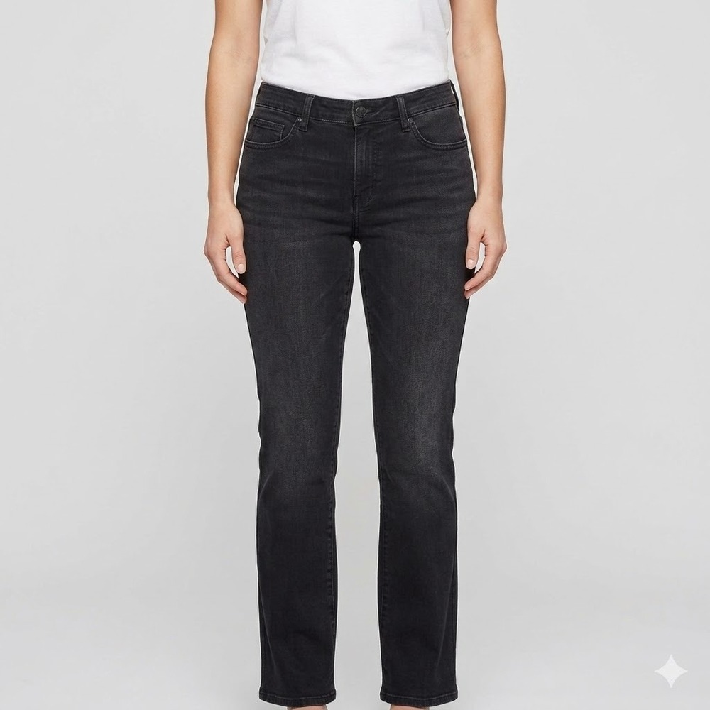 NYDJ Billie Mini Bootcut Jeans Women Size 10 Black Denim Lift Tuck EUC